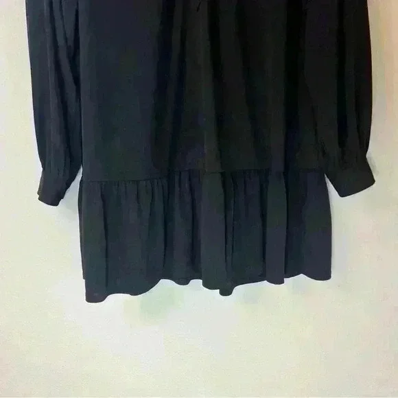 ELIZABETH AND JAMES Kohls Black Oversized Drop Waist Long Sleeve Dress Sz Small - Picture 5 of 12